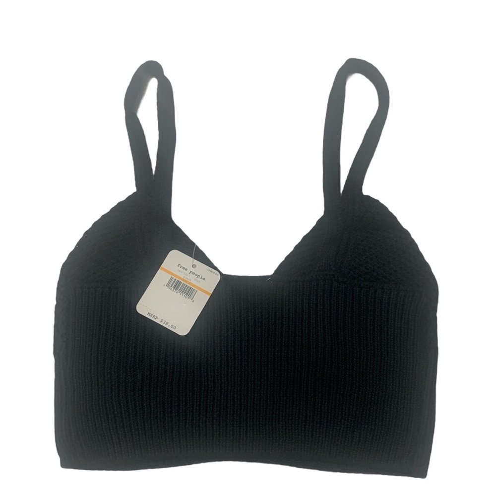 NWT Free People S You Wanna Brami Black crochet - Picture 4 of 8